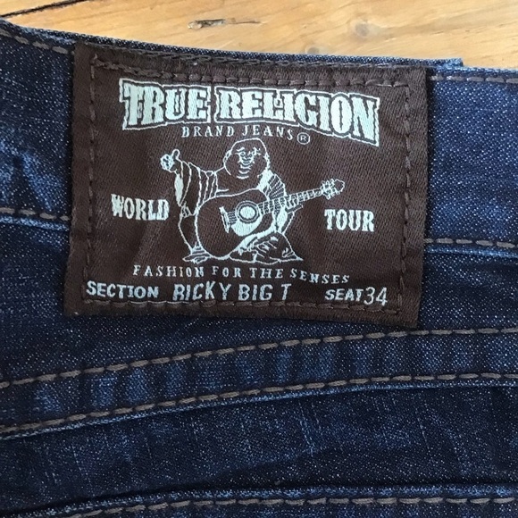 TRUE Religion Ricky Big T men jeans 100% cotton denim dark blue size 30 - Picture 4 of 15